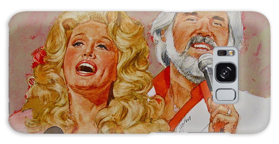 Acrylic Painting Galaxy Case featuring the painting Its Country - 8 Dolly Parton Kenny Rogers by Cliff Spohn