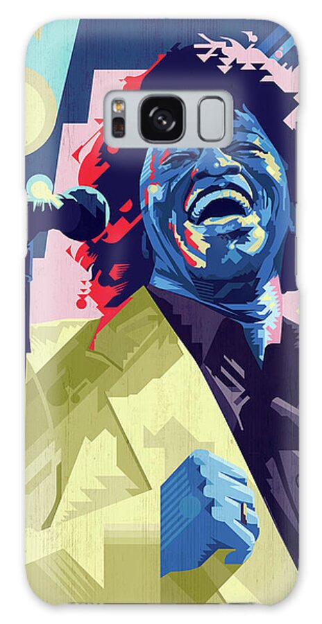 James Brown Galaxy Case featuring the digital art James Brown in Violet and Yellow by Garth Glazier