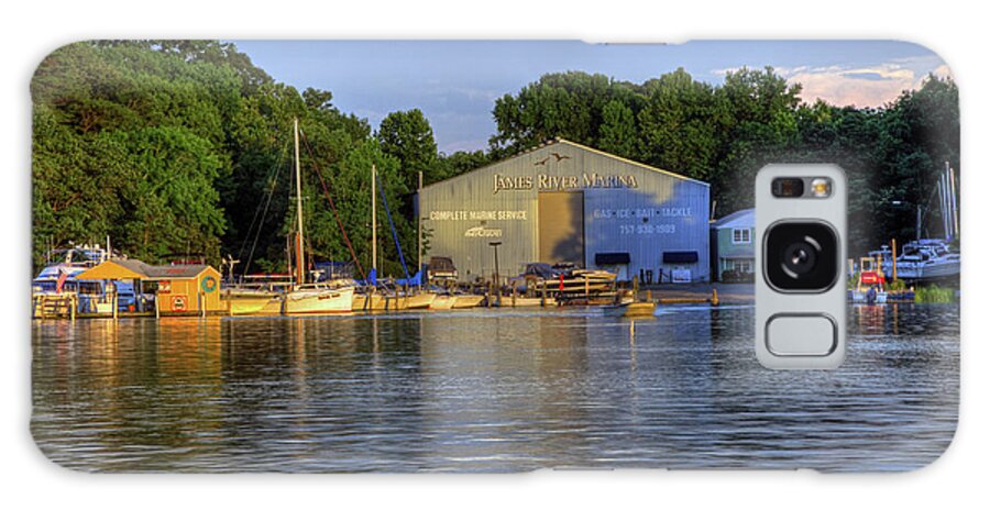 James River Marina Galaxy Case featuring the photograph James River Marina 2 by Jerry Gammon