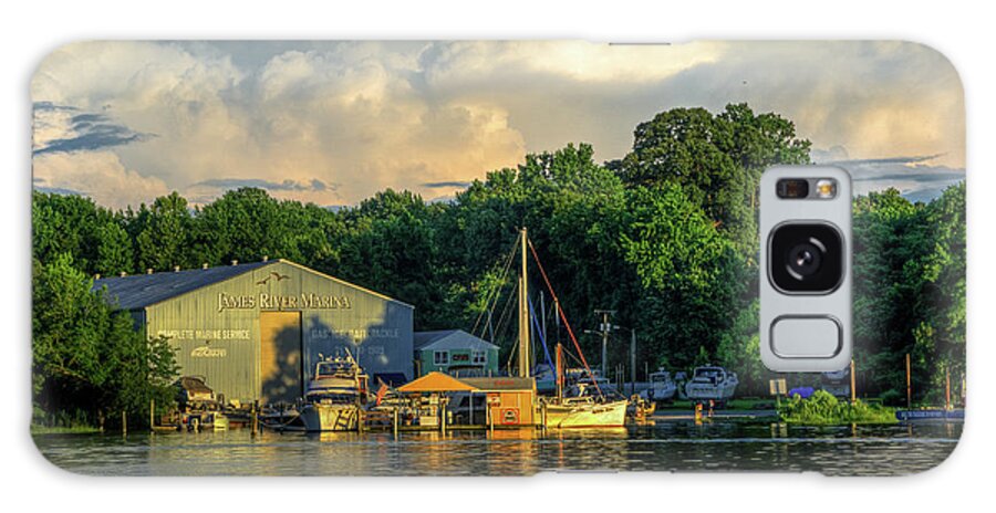 Marina Galaxy Case featuring the photograph James River Marina by Jerry Gammon