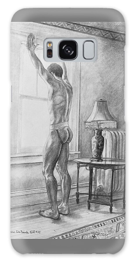 Male Nude Galaxy Case featuring the painting Jason at the Window by Marc DeBauch