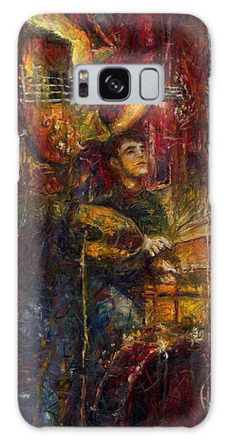 Jazz Galaxy Case featuring the painting Jazz Bass Guitarist by Yuriy Shevchuk