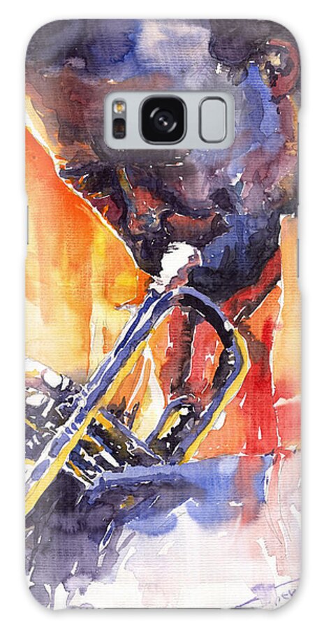 Jazz Galaxy Case featuring the painting Jazz Miles Davis 9 Red by Yuriy Shevchuk
