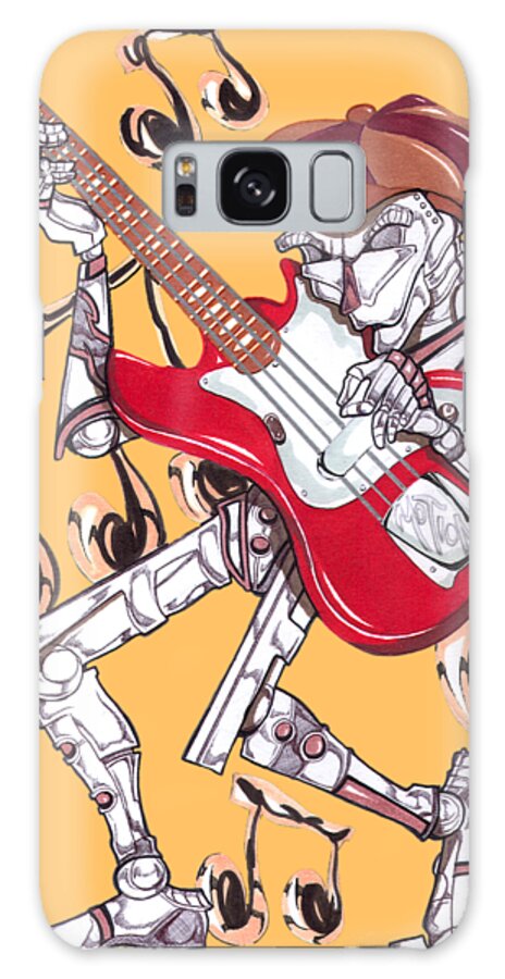 Robots Galaxy Case featuring the mixed media Jazzmen Bass Player by Demitrius Motion Bullock