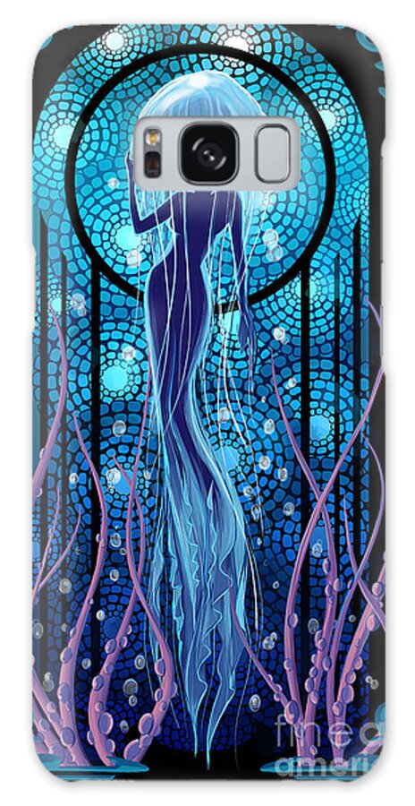 Mermaid Galaxy Case featuring the painting Jellyfish Mermaid by Sassan Filsoof