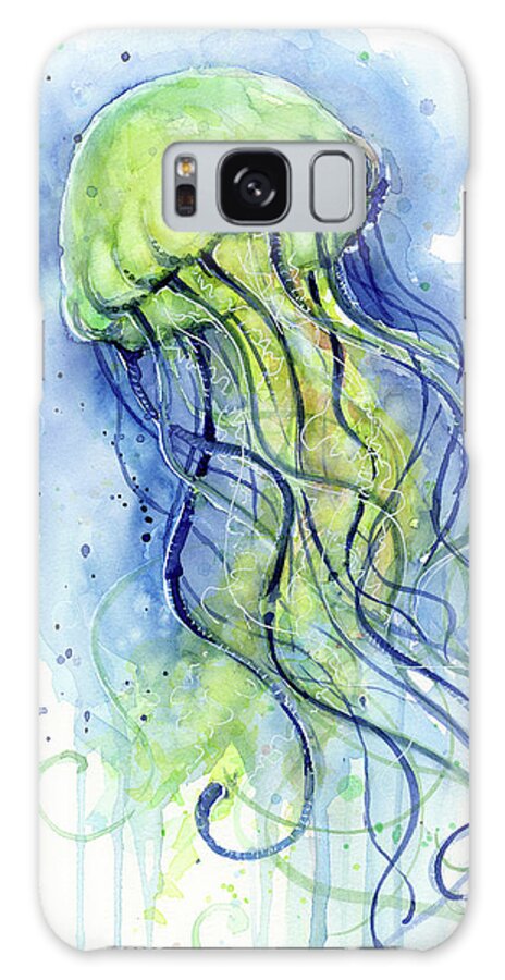 Watercolor Jellyfish Galaxy Case featuring the painting Jellyfish Watercolor by Olga Shvartsur
