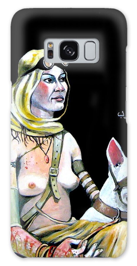 Female Nude Galaxy Case featuring the painting Jenny and Wardog by Ray Agius
