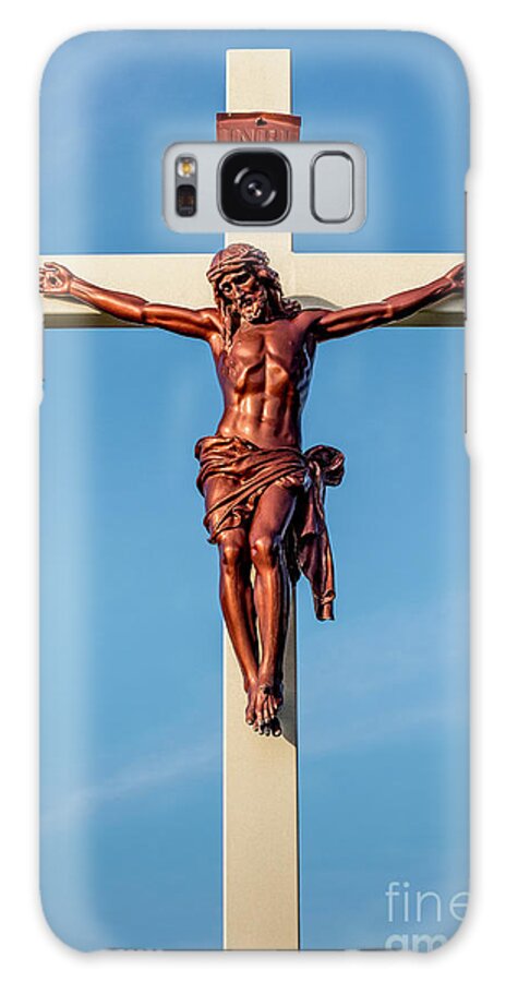 Jesus Galaxy Case featuring the photograph Jesus Crucifix against the Sky 3 by Gary Whitton