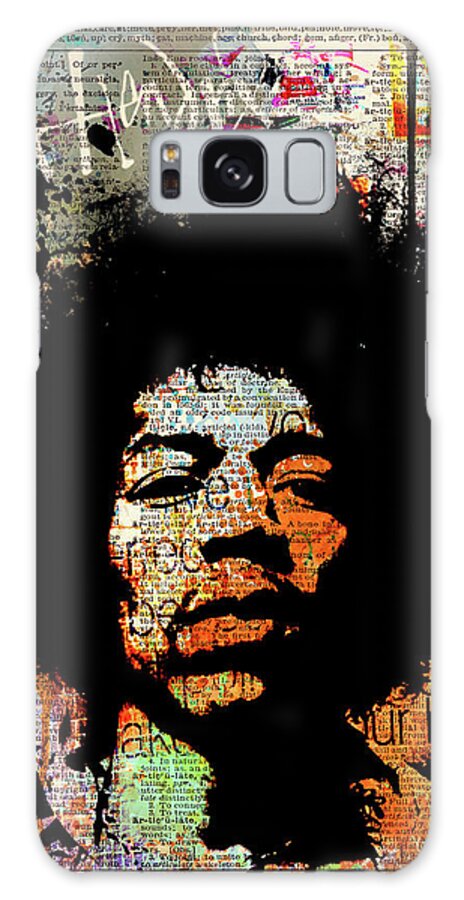 Jimi Galaxy Case featuring the painting Jimi on dictionary page by Art Popop