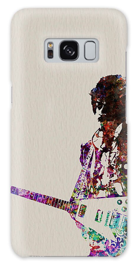 Jimmy Hendrix Galaxy Case featuring the painting Jimmy Hendrix with guitar by Naxart Studio