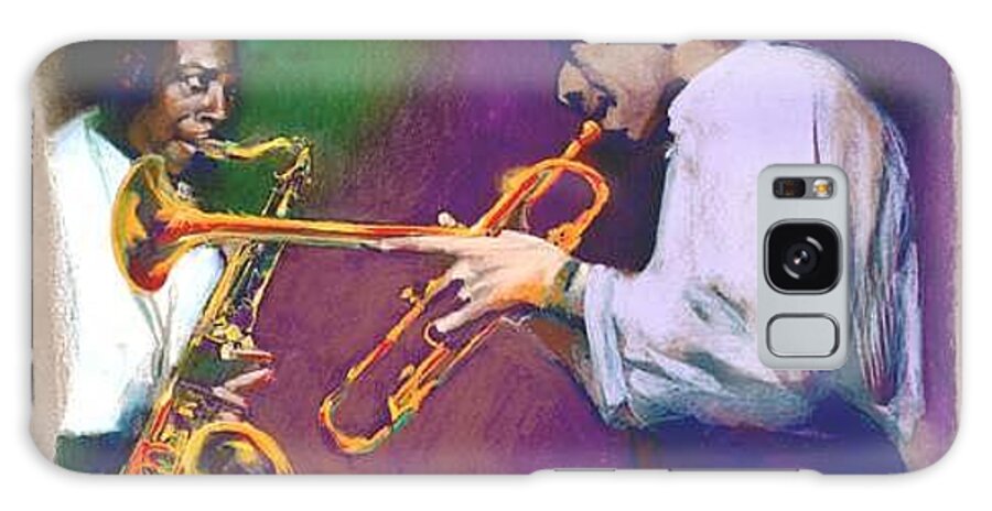 Horn Play Galaxy Case featuring the painting Horn Play - John Coltrane - Lee Morgan by Suzanne Giuriati Cerny