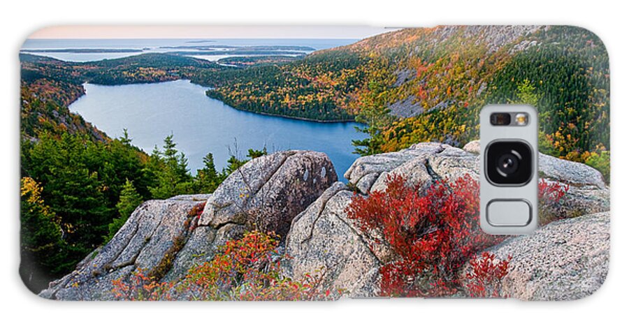 Acadia National Park Galaxy Case featuring the photograph Jordan Pond Sunrise by Susan Cole Kelly