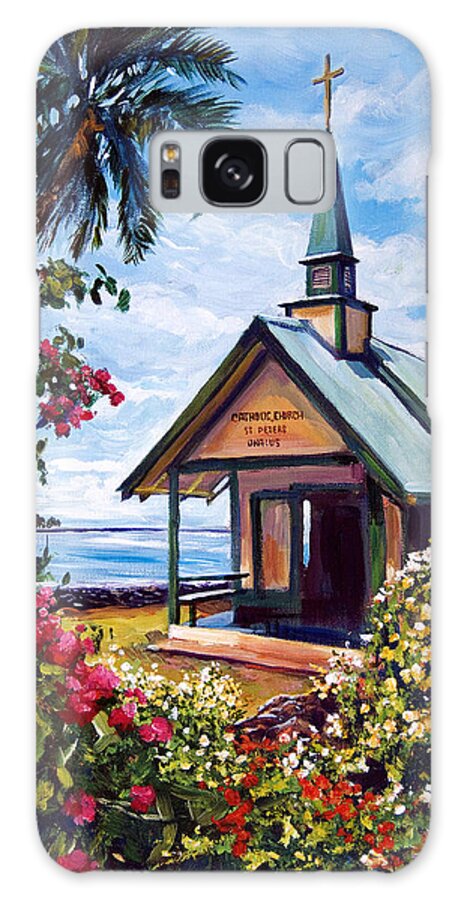 Hawaii Galaxy S8 Case featuring the painting kahaalu Church Hawaii by David Lloyd Glover