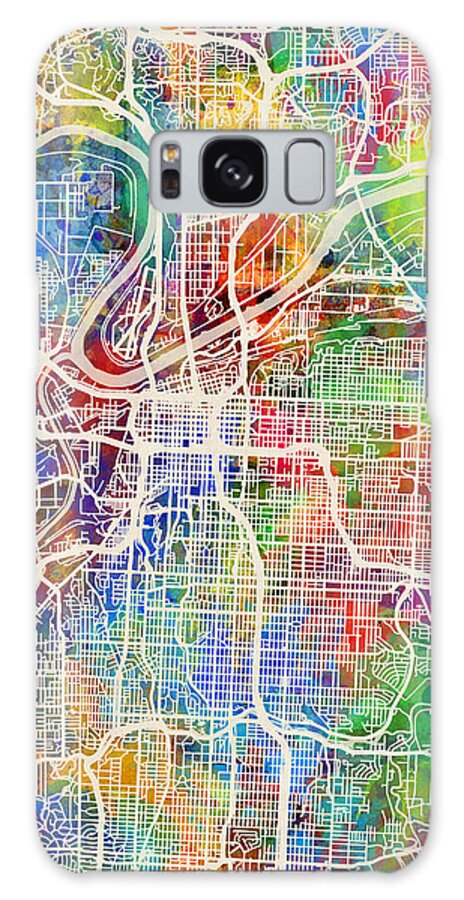 Kansas City Galaxy Case featuring the digital art Kansas City Missouri City Map by Michael Tompsett