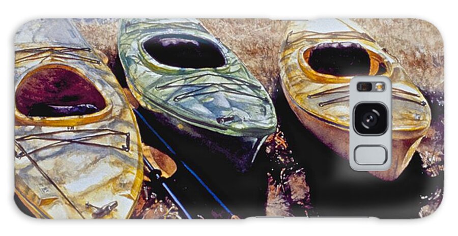 Landscape Galaxy Case featuring the painting Kayaks by Barbara Pease