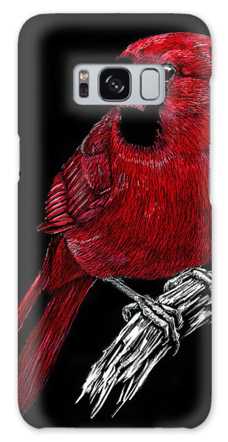 Drawing Galaxy Case featuring the drawing Kentucky Cardinal by William Underwood