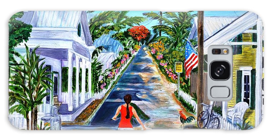 Key West Galaxy Case featuring the painting Key West Lane by Linda Cabrera