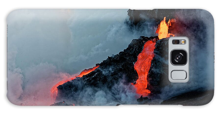 Beach Galaxy Case featuring the photograph Kilauea Lava Flow entering the Pacific by James L Davidson