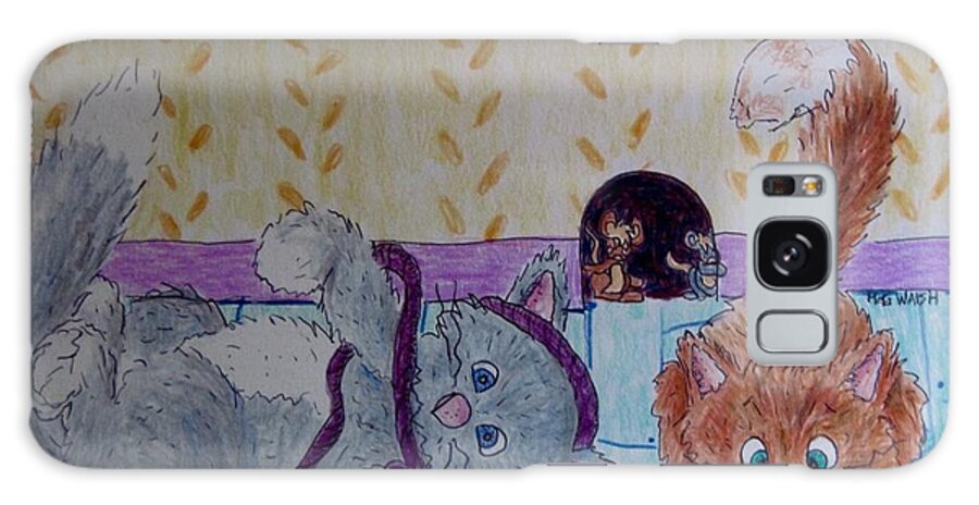 Children's Art Galaxy Case featuring the drawing Kitt and Kattkin 2 by Megan Walsh