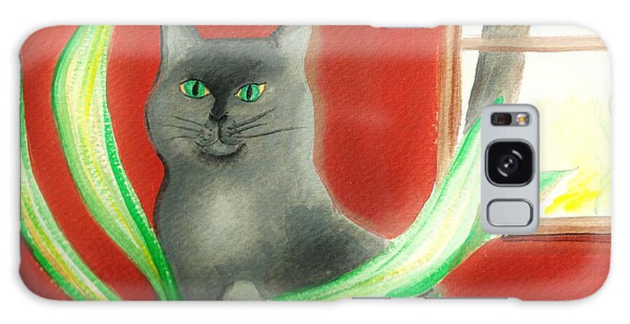 Cat Galaxy Case featuring the painting Kitty In The Plants by Denise F Fulmer