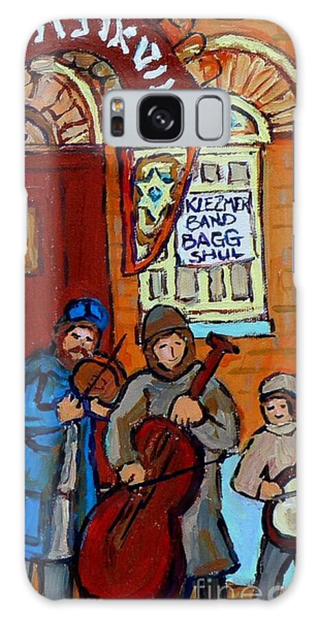 Montreal Galaxy Case featuring the painting Klezmer Band Live Performance At Bagg Synagogue Montreal Street Scene Jewish Art Carole Spandau   by Carole Spandau