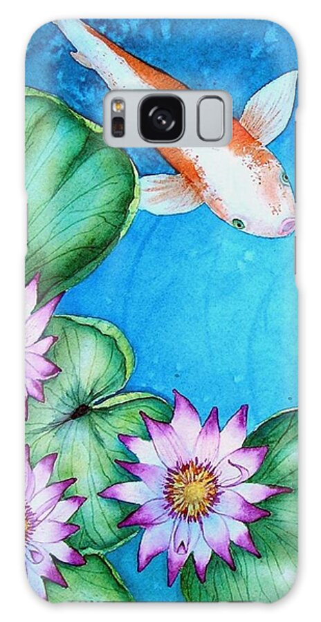 Mishel Vanderten Galaxy Case featuring the painting Koi and Lilies cards and prints by Mishel Vanderten
