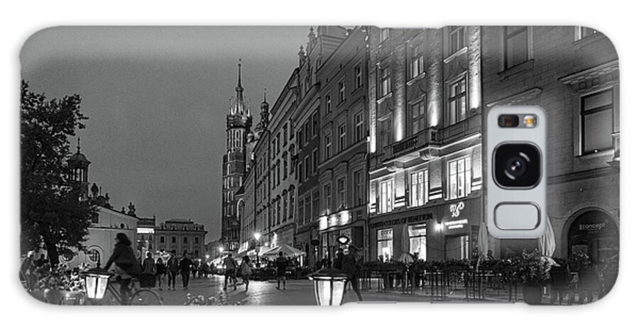Central Europe Galaxy Case featuring the photograph Krakow Nights Black and White by Sharon Popek