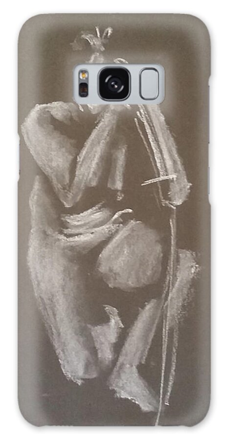 Figure Drawing Galaxy Case featuring the drawing Kroki 2015 06 18_4 Figure Drawing Chinese Sword White Chalk by Marica Ohlsson