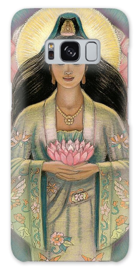 Kuan Yin Galaxy Case featuring the painting Kuan Yin Pink Lotus Heart by Sue Halstenberg