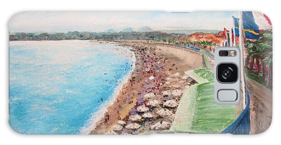 France Galaxy Case featuring the painting La Plage et Promenade des Anglais, Nice, France by C E Dill