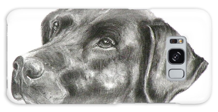 Black Lab Galaxy S8 Case featuring the painting Lab Charcoal Drawing by Susan A Becker