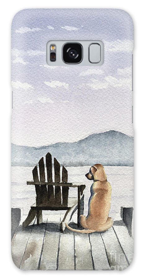 Labrador Galaxy Case featuring the painting Labrador Retriever on the Dock by David Rogers