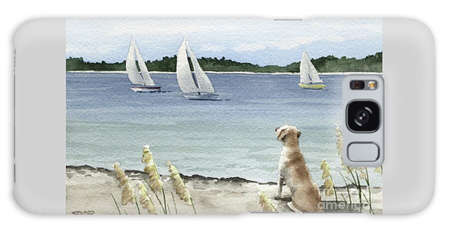 Labrador Galaxy Case featuring the painting Labrador Retriever Watching the Sailboats by David Rogers
