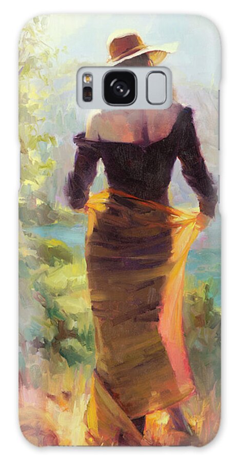 Woman Galaxy S8 Case featuring the painting Lady of the Lake by Steve Henderson