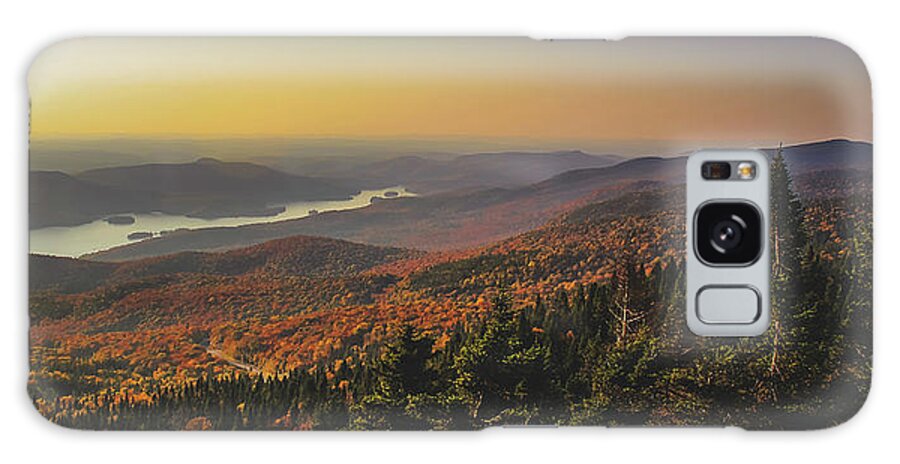 Aerial Galaxy Case featuring the photograph Lake Tremblant at Sunset by Andy Konieczny