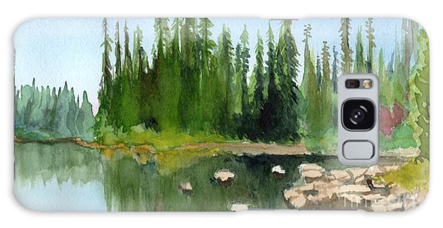 Lake Galaxy Case featuring the painting Lake View 1 by Yoshiko Mishina