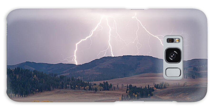 Yellowstone National Park Galaxy Case featuring the photograph Lamar Lightning by Max Waugh