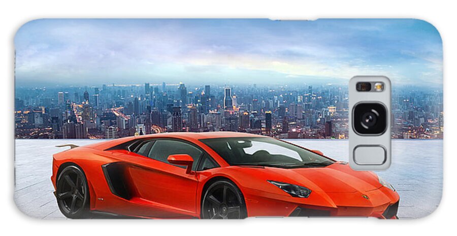 Lamborghini Galaxy Case featuring the digital art Lambo Cityscape by Peter Chilelli