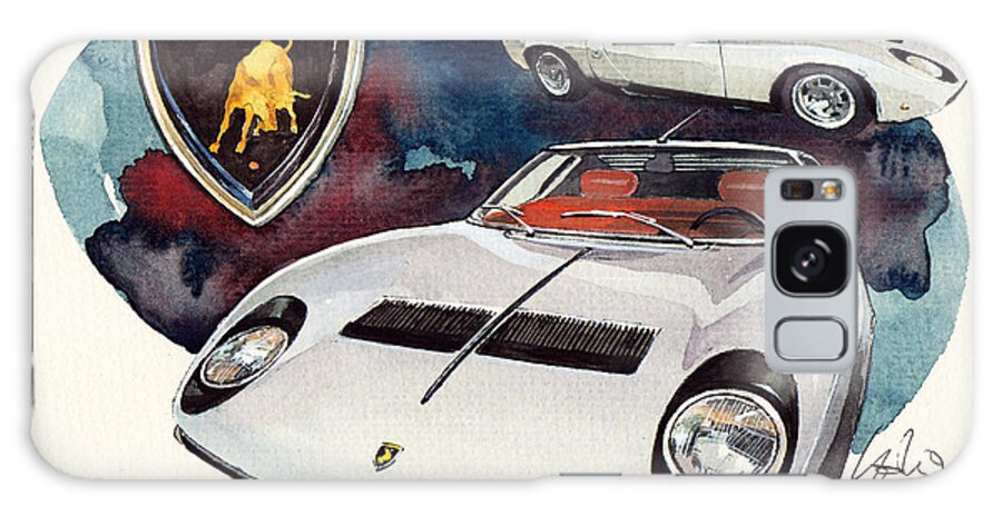 Lamborghini Miura Sv (1971) Galaxy Case featuring the painting Lamborghini Miura SV by Yoshiharu Miyakawa