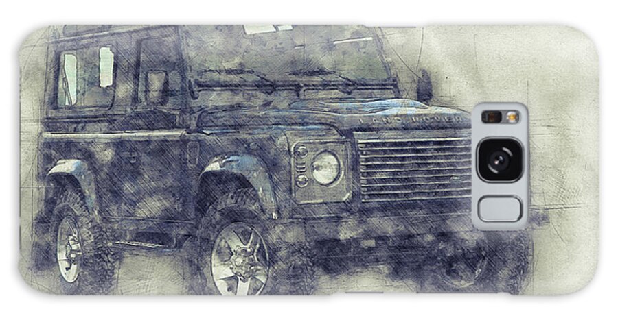 Land Rover Defender Galaxy Case featuring the mixed media Land Rover Defender 1 - Land Rover Ninety - Land Rover One Ten - Automotive Art - Car Posters by Studio Grafiikka