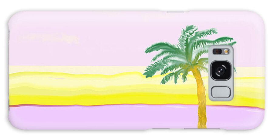 Beach Scene Galaxy Case featuring the digital art Landscape in Pink and Yellow by Kae Cheatham
