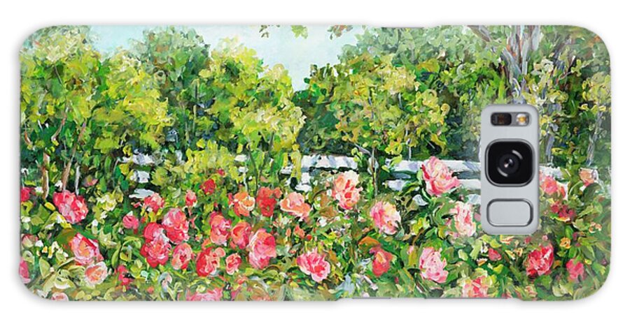Landscape Galaxy S8 Case featuring the painting Landscape with Roses Fence by Ingrid Dohm