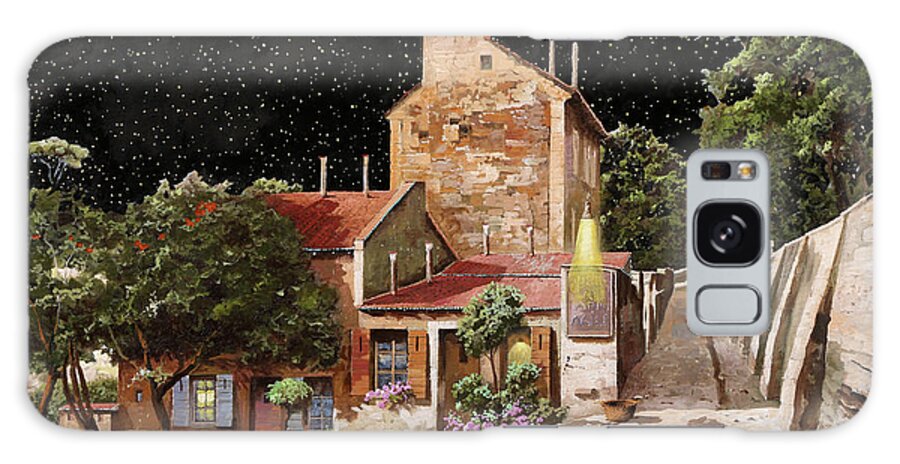 Nighscape Galaxy Case featuring the painting Lapin Agile all'una di notte by Guido Borelli
