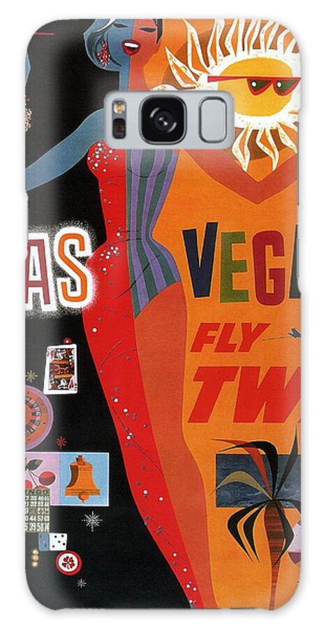 Las Vegas Galaxy Case featuring the mixed media Las Vegas, Fly Twa - Retro travel Poster - Vintage Poster by Studio Grafiikka