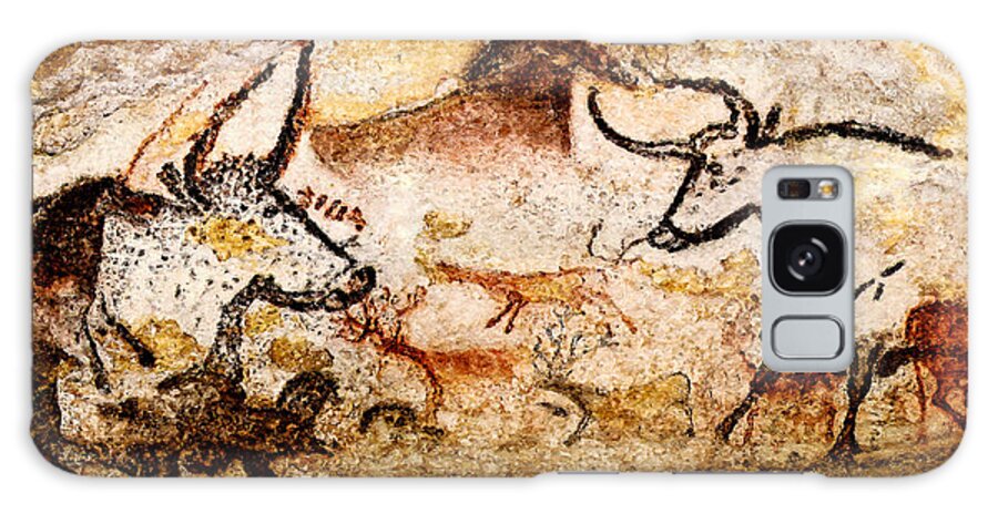 Lascaux Galaxy Case featuring the digital art Lascaux Hall of the Bulls - Deer and Aurochs by Weston Westmoreland