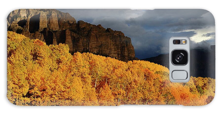 Silver Galaxy Case featuring the photograph Late afternoon light on the cliffs near Silver Jack Reservoir in Autumn by Jetson Nguyen