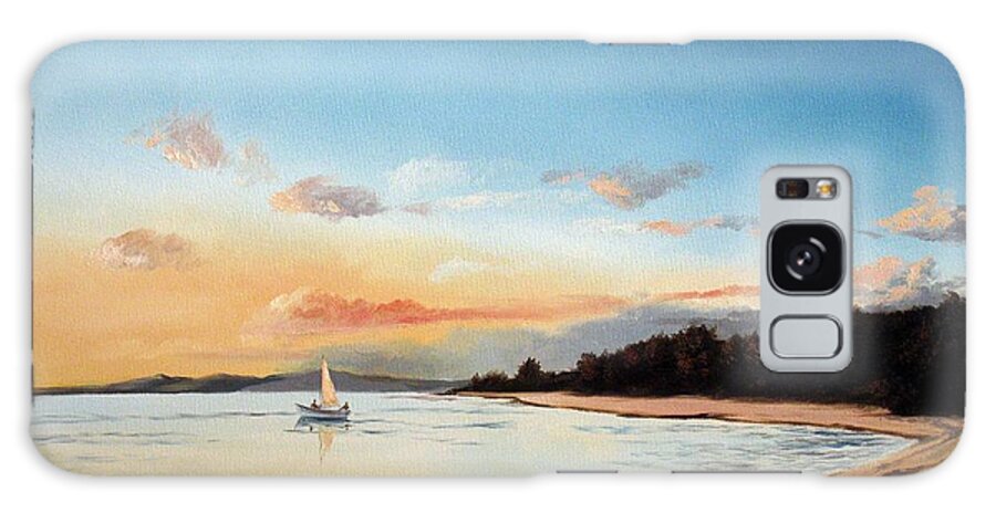 Sunset Galaxy Case featuring the painting Late Sunset along the Beach by Christopher Shellhammer