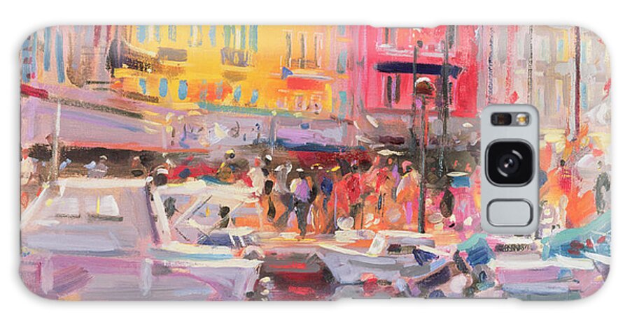 Mediterranean; Beach Town; Coastal; Seaside; Riviera; Exotic; Yacht;harbour; Cote D'azur; Provence; Le Midi; Town; Resort; Boat; Mooring; Motor Boat Galaxy Case featuring the painting Le Port de St Tropez by Peter Graham