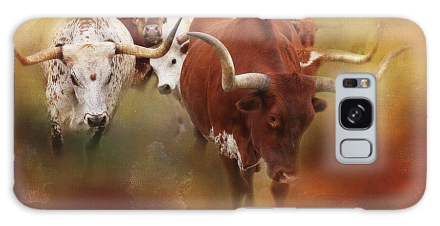 Longhorn Galaxy Case featuring the photograph Leading the Herd by Toni Hopper