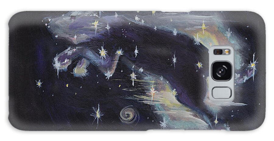Dog Galaxy Case featuring the painting Leaping dog constellation by Robin Wiesneth
